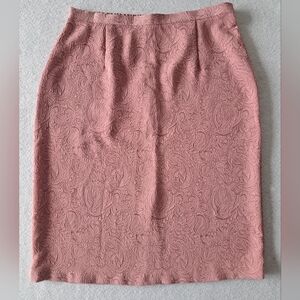Vintage 90's Paisley Tradition Textured Pencil Skirt in Dusty Rose